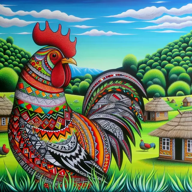 Ilustración editorial sobre Gallina Mapuche y fenotipos tradicionales; no es una guía de identificación